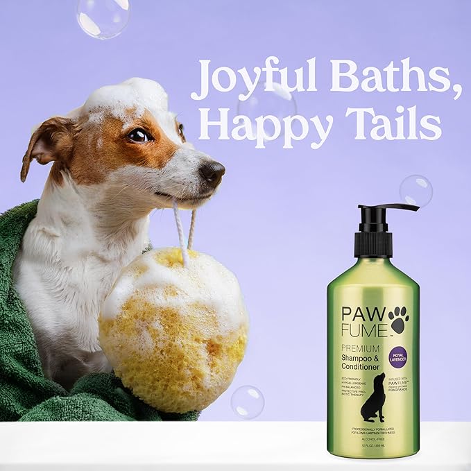 Pawfume Dog Shampoo and Conditioner – Hypoallergenic Dog shampoo for Smelly Dogs – Best Dog Shampoos & Conditioners – Probiotic Pet Shampoo for Dogs – Best Dog Shampoo for Puppies (Royal Lavender)