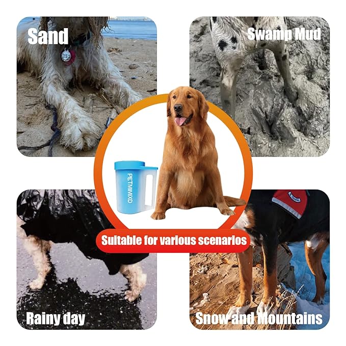 Dog Paw Cleaner for Dogs with Handle,Dog Paw Washer,Portable Pet Foot Cleaner, Medium, Blue