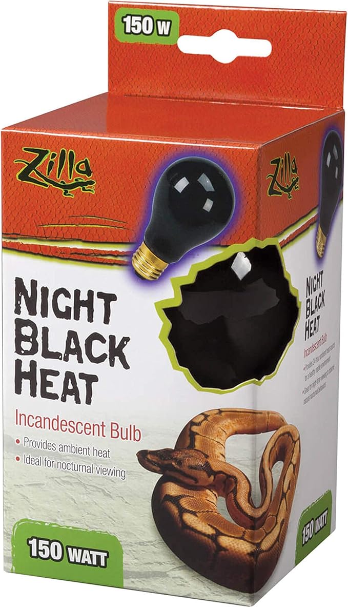 Zilla Reptile Terrarium Incandescent Heat Bulb, Night Black, 150 Watts