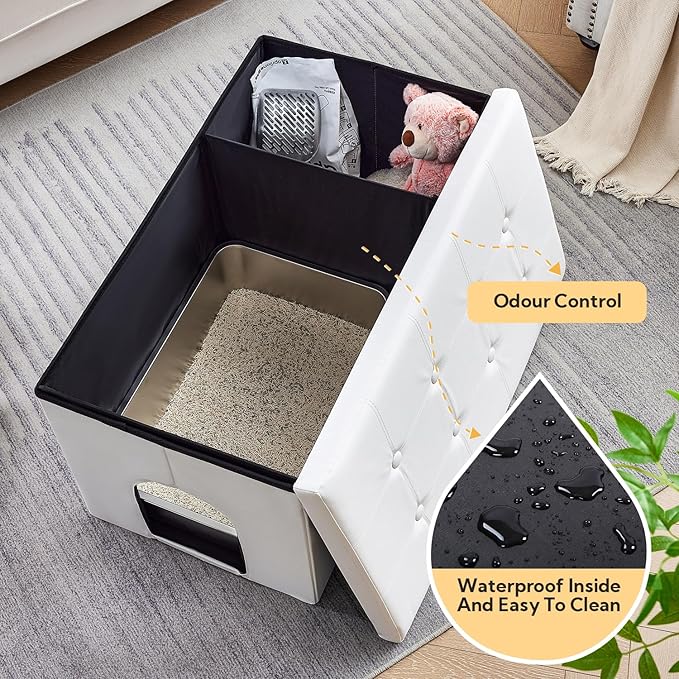 MEEXPAWS Cat Litter Box Enclosure Furniture Hidden, Cat Washroom Bench Storage Cabinet | Extra Large 36'' x 20'' x 20''| Dog Proof | Waterproof Inside/Easy Clean | Easy Assembly | Odor Control