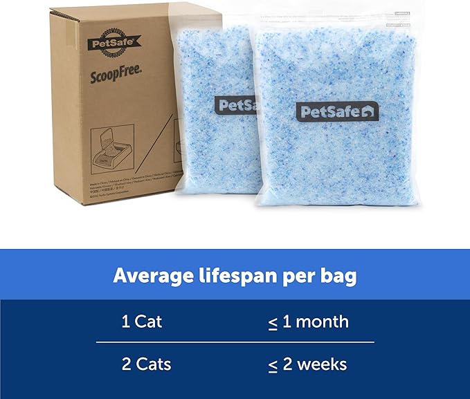 PetSafe ScoopFree Premium Crystal Cat Litter - Outperforms Clay Litter - Less Tracking, Dust for A Fresh Home - Non-Clumping - Two 4.3 lb Bags of Litter (8.6 lb Total) - Original Blue