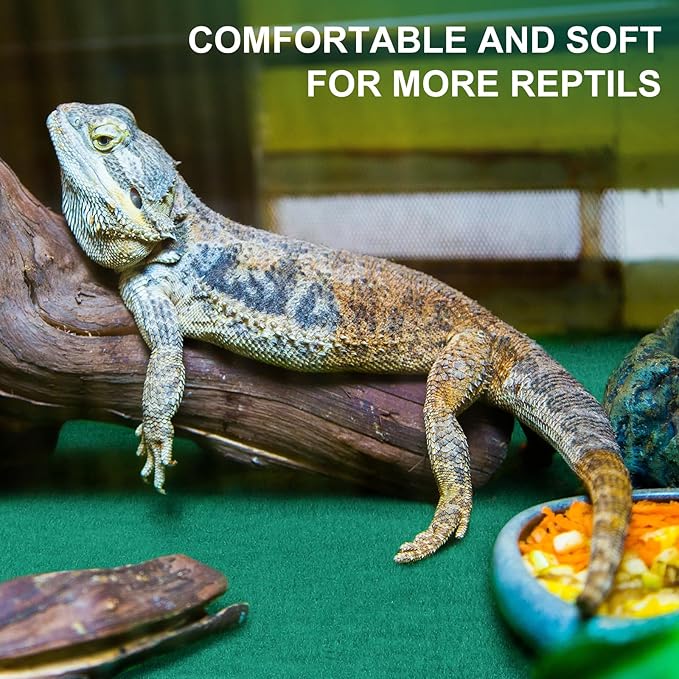 4 Pcs 24" x 47" Reptile Carpet Pet Terrarium Floor Liners Bedding Substrate Liner Supplies Reptile Cage Mat Tank Accessories for Lizard Bearded Dragon Tortoise Snake Leopard (Green)