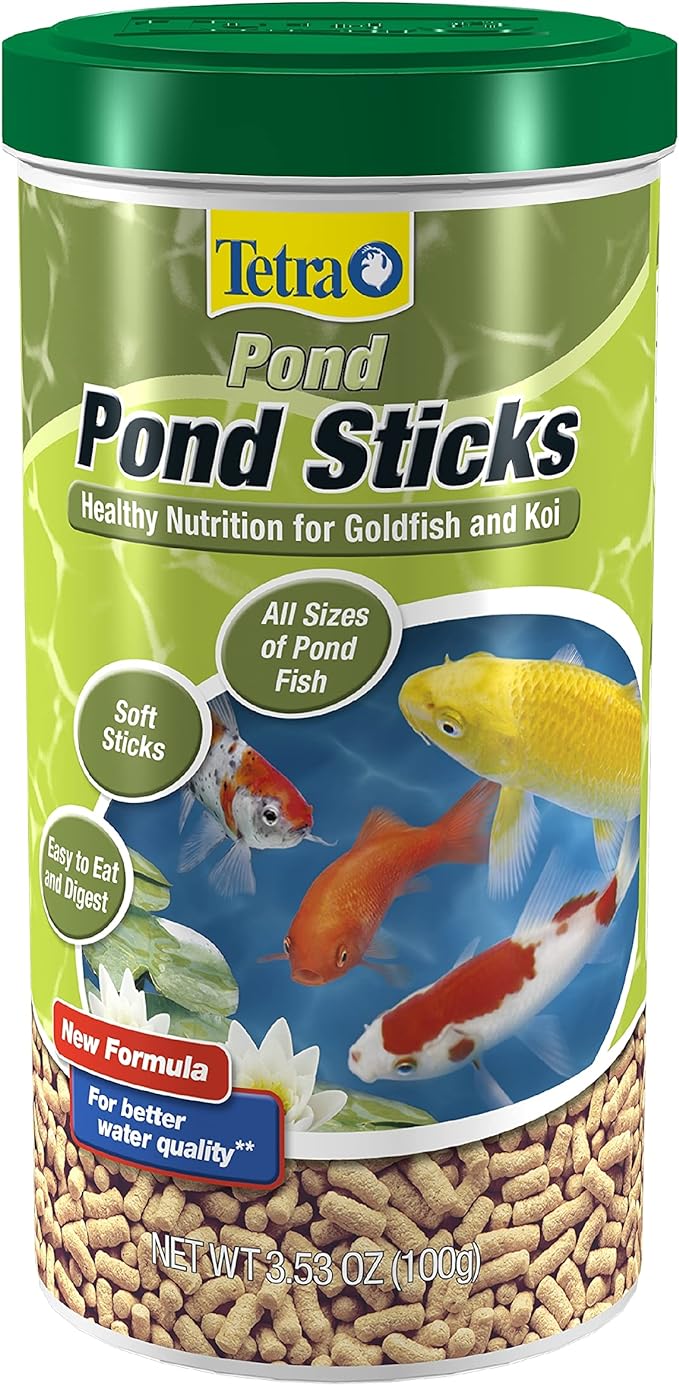 Tetra Pond Sticks, Koi Fish & Goldfish Food, Soft Sticks, Easy to Digest Floating Pond Fish Food, 3.53 ounces