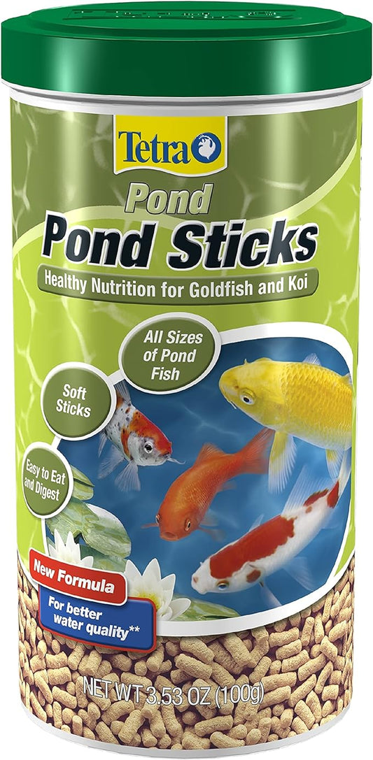 Tetra Pond Sticks, Koi Fish & Goldfish Food, Soft Sticks, Easy to Digest Floating Pond Fish Food, 3.53 ounces