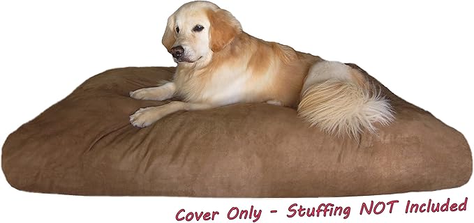 Dogbed4less DIY Pet Bed Pillow Brown MicroSuede Duvet Cover and Waterproof Internal case for Dog at 55X37X4 Inch - Covers only