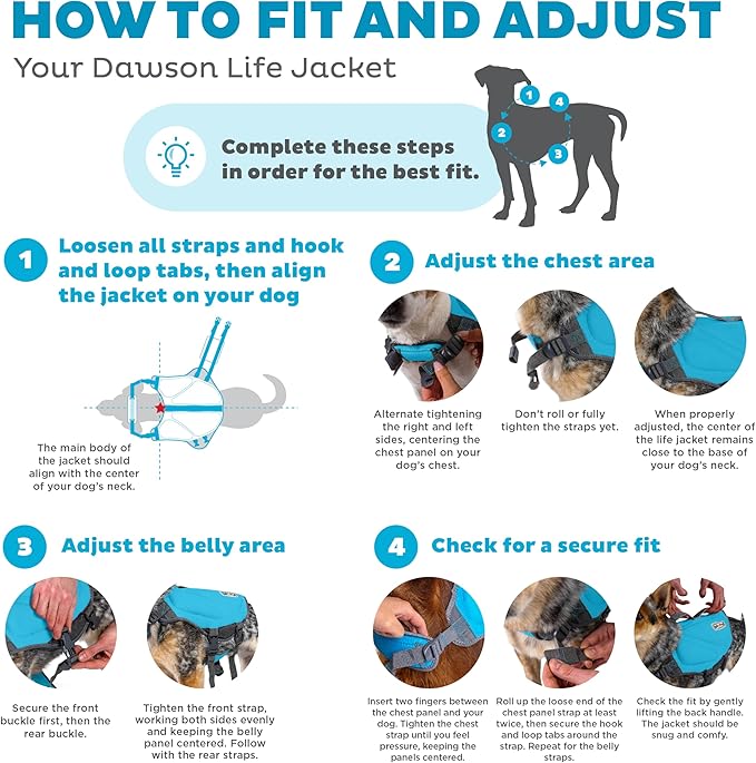 Outward Hound Dawson Swim Blue Dog Life Jacket, Medium