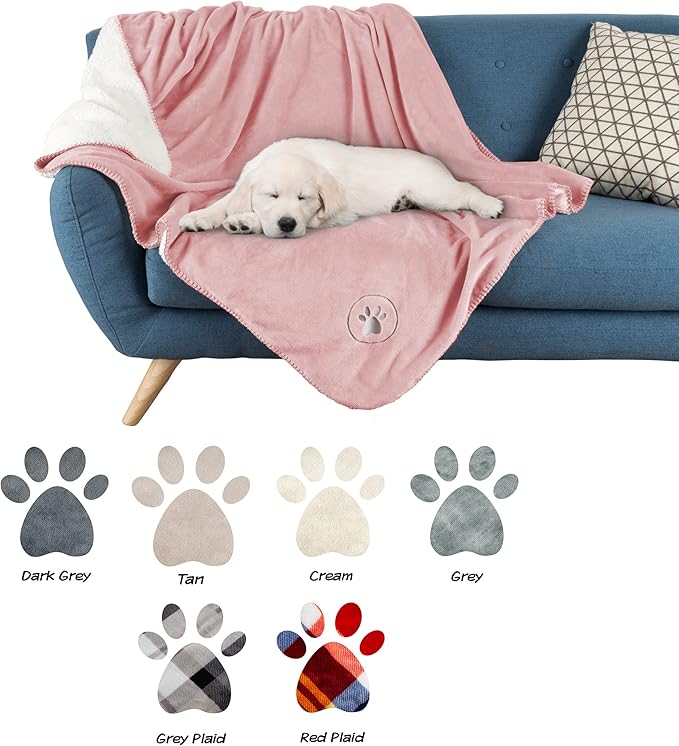 Waterproof Dog Blanket - 50x60-Inch Reversible Sherpa Dog Blanket for Couch, Bed, or Car - Protects from Spills, Stains, or Pet Fur by PETMAKER (Pink)