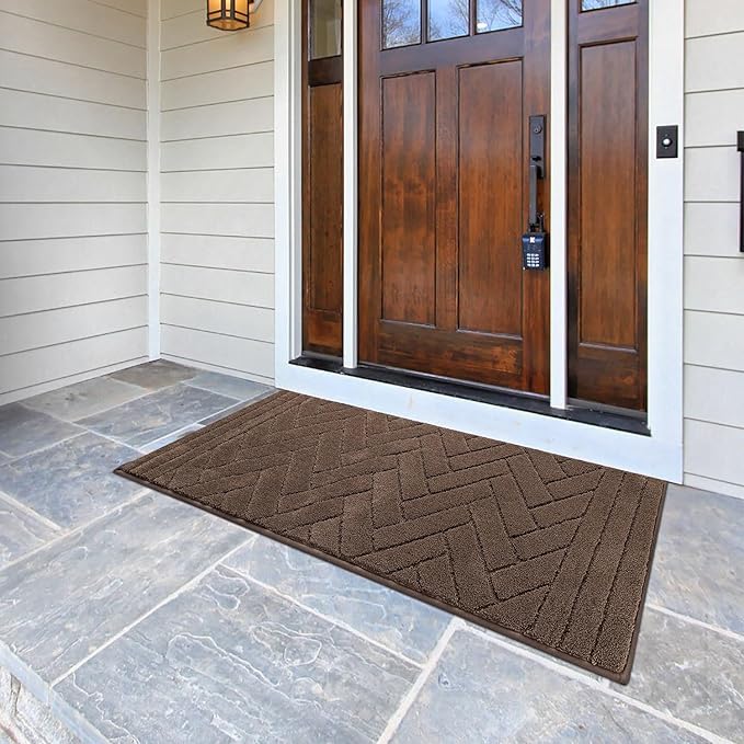 Tindbea Dog Mat for Muddy Paws,Absorbs Moisture Dirt Non-Slip Washable Mud Mat for Dogs,Soft Rubber Backing Front Inside Pet Rug for Entryway, Mud Dog Paws, Patio(24"x59",Light Taupe)