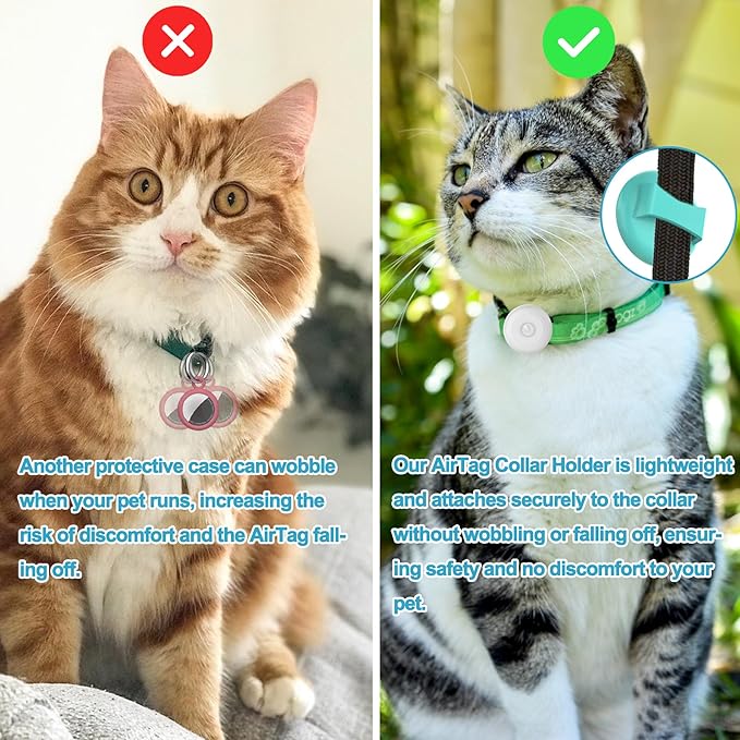 IPX8 Waterproof AirTag Dog Collar Holder, Hidden Air Tag Case for Cat Collar, Anti-Lost Silicone Cover for AirTag GPS Tracker Compatible with Pets Loop, Fits All Width Collars(White L)