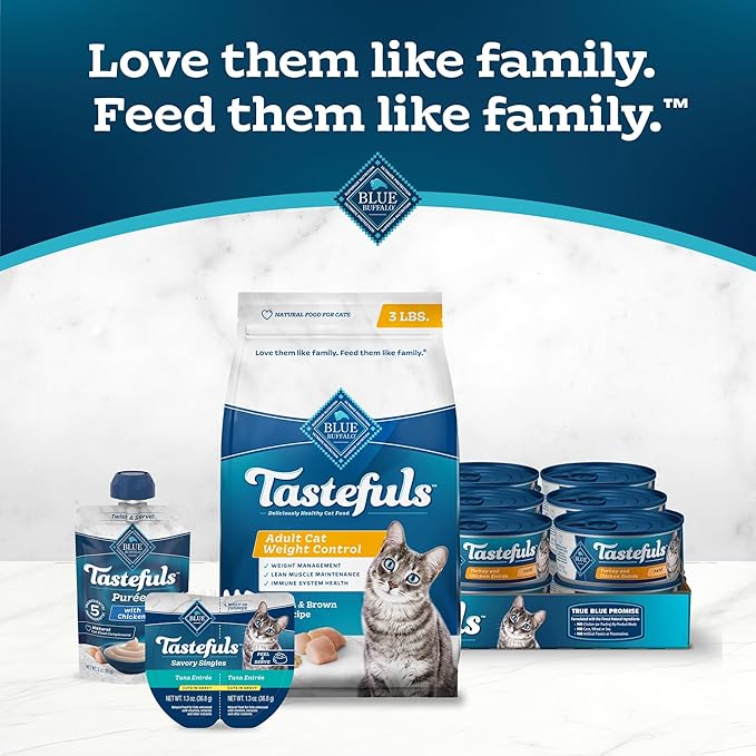 Blue Buffalo Tastefuls Natural Food for Adult Cats, Weight Control, 15-lb. Bag