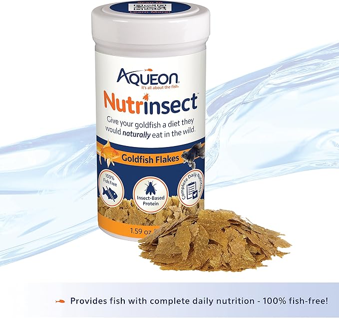 Aqueon Nutrinsect Fish-Free Fish Food, Goldfish Flakes, 1.59 oz