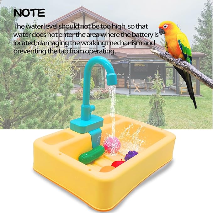 PINVNBY Parrot Bath Tub Bird Automatic Bathtub with Faucet Multifunctional Parakeet Shower Box Bird Bathroom Toys Cage Accessory for Small Medium Birds