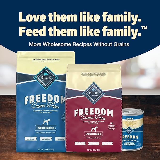 Blue Buffalo Freedom Grain-Free Dry Dog Food, Complete & Balanced Nutrition for Adult Dogs, Made in the USA With Natural Ingredients, Beef & Potatoes, 11-lb. Bag