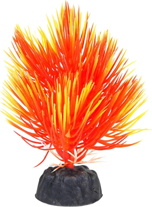 Penn-Plax Foregrounder Orange Fan Brush Aquarium Decor - Underwater Artificial Plant for Betta and Goldfish (PPBT17)