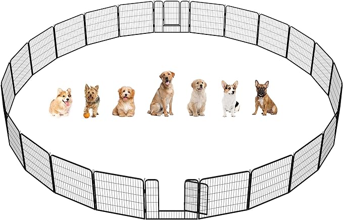 Yaheetech Outdoor Dog Playpen, Dog Pen Fences 24 Panels 32" Height Puppy Heavy Duty Pet Playpen for Small/Medium Dogs Exercise Pen with 3 Doors Indoor Playpen for The Yard RV Camping