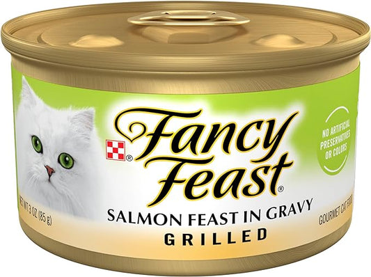 Purina Fancy Feast Grilled Wet Cat Food Salmon Feast in Wet Cat Food Gravy - (Pack of 24) 3 oz. Cans