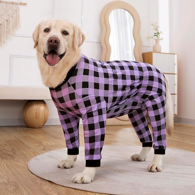 Dog Recovery Suit Full-Zipper After Post-Surgery Large Medium Dogs, Dog Bodysuit for Prevent Licking& Chewing Wounds Onesies Cone Alternative (Purple, 6X-Large)