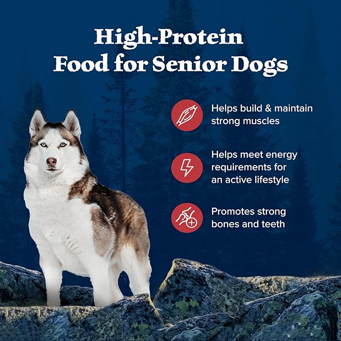 Blue Buffalo Wilderness Rocky Mountain Recipe High Protein, Natural Senior Dry Dog Food, Red Meat with Grain 28 lb bag