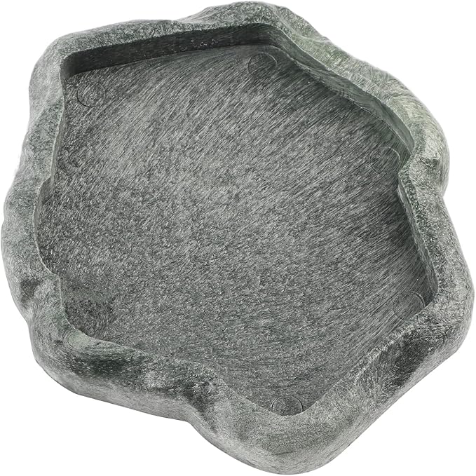 DAUERHAFT Reptile Food and Water Dish Feeder Bowl, Reptile Rock Food Dish for Tortoise Lizard Bearded Dragon Frog Leopard Gecko Snake Chameleon (Black)