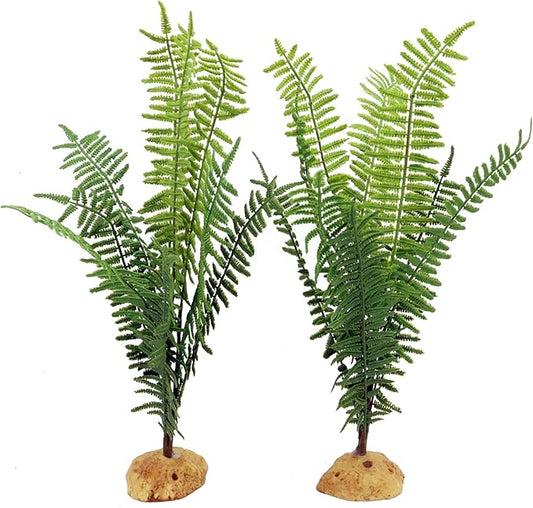 Fake Fern Plants, Reptile Plastic Terrarium Decor, Reptiles Amphibians Tank Accessories for Crested Gecko Leopard Lizard Chameleon