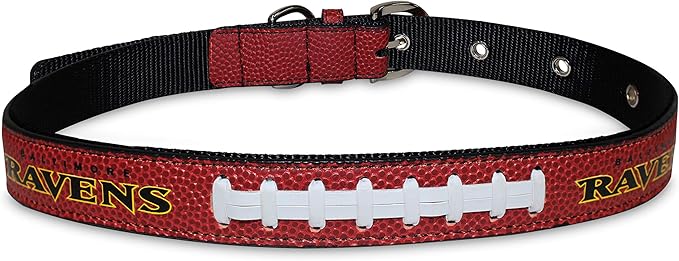 Pets First Tough Leather Pet Collar NFL Baltimore Ravens Premium Dog Collar, Limited Edition, Size Large. Best & Strongest Heavy-Duty Dog Collar!, Large (20-29"" Long & 1"" Wide) (BAL-3081-LG)