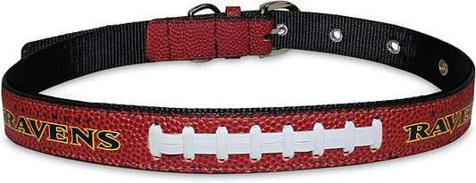 Pets First Tough Leather Pet Collar NFL Baltimore Ravens Premium Dog Collar, Limited Edition, Size Large. Best & Strongest Heavy-Duty Dog Collar!, Large (20-29"" Long & 1"" Wide) (BAL-3081-LG)