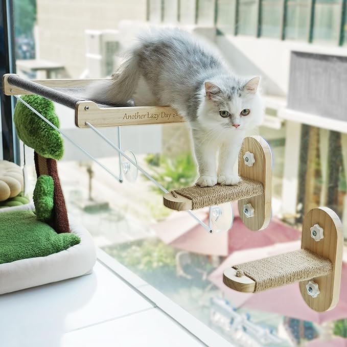 Cat Window Shelf, Original Cat Window Perch Stairs, Durable Cat Seat for Window Sill, Sturdy Window Step for Indoor Cats