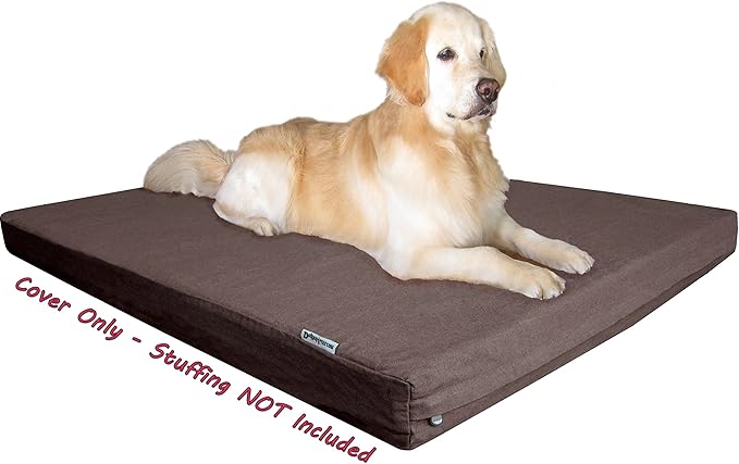 Dogbed4less 55X37X4 Inches Brown Color Denim Jean Dog Pet Bed External zipper Cover - Replacement cover only