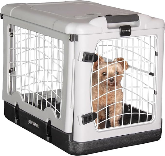 Pet Gear “The Other Door” 4 Door Steel Crate for Dogs/Cats with Removable Tray, Essential Grey, 27 Inch