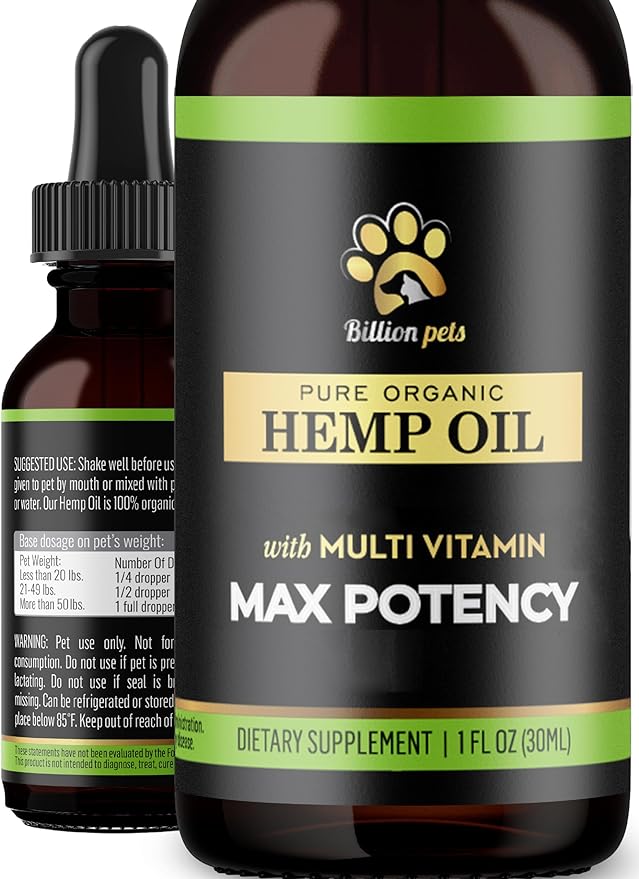 Hemp Oil for Dogs and Cats - Hemp Oil Drops with Omega Fatty Acids - Hip and Joint Support