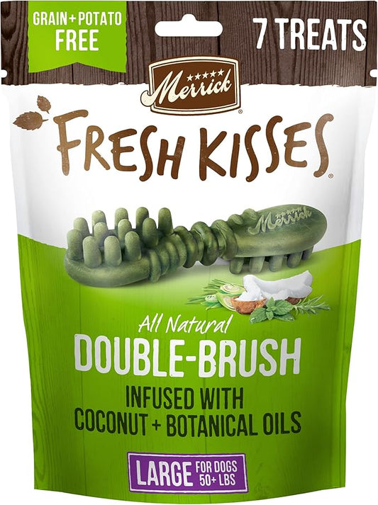 Merrick Fresh Kisses Natural Dental Chews Infused With Coconut And Botanical Oils For Large Dogs Over 50 Lbs - 7 ct. Bag