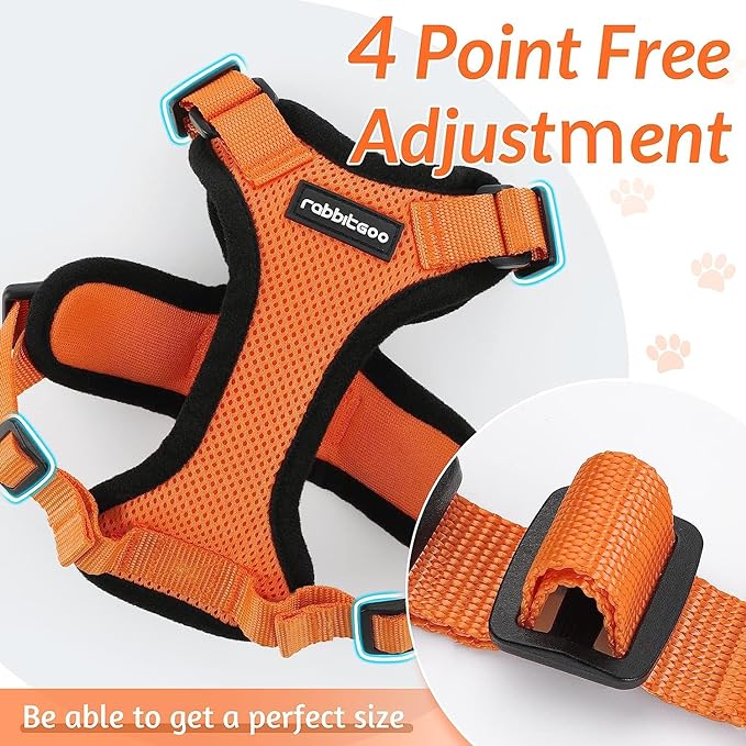 rabbitgoo Cat Harness and Leash for Walking, Escape Proof Soft Adjustable Vest Harnesses for Cats, Easy Control Breathable Reflective Strips Jacket, Orange, M