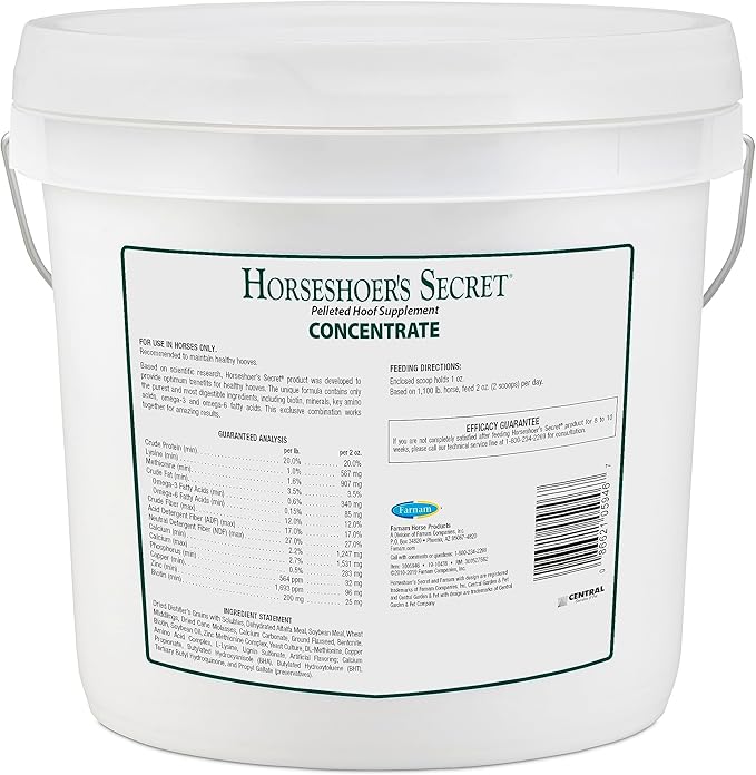 Farnam Horseshoer's Secret Pelleted Hoof Supplements Concentrate, Economic formula with 25 mg. of biotin per 2 ounce serving, 11.25 lb, 90 day supply