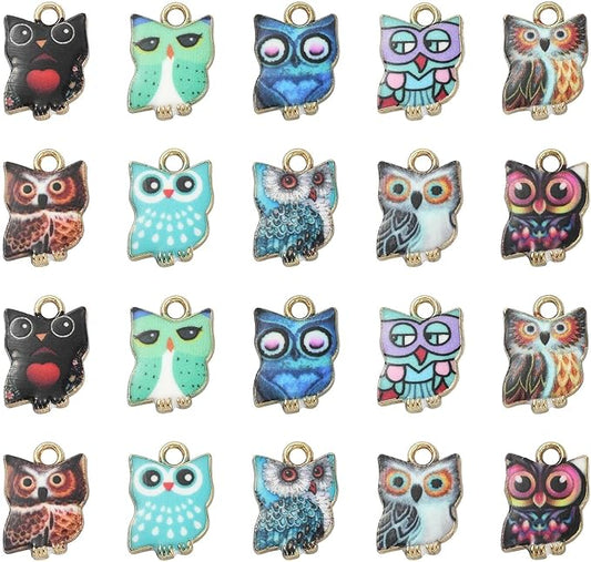 LiQunSweet 30 Pcs 10 Styles Printed Halloween Bird Charms Mixed Shape Owl Charms for DIY Embellishments Crafts Decoration Supplies