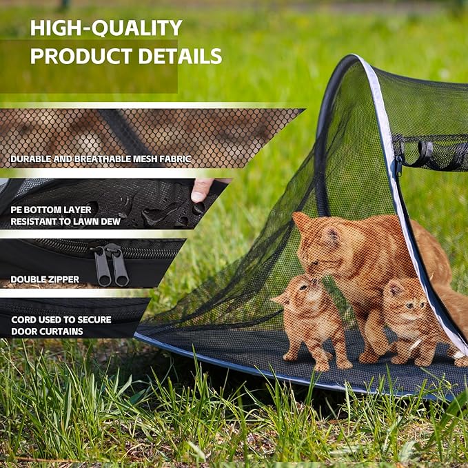 Pop-up Cat Tent, Portable Pet Playpen for Outdoor&Indoor,Outdoor Cat Enclosures - Cat Playpen for Camping,Traveling,Sunbathing