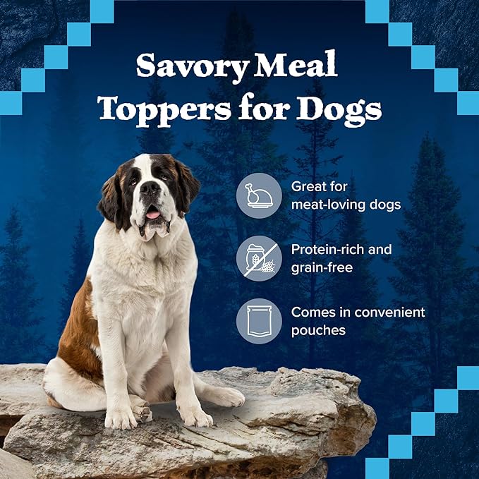Blue Buffalo Wilderness Trail Toppers Wild Cuts Natural High-Protein Dog Wet Food, Chicken Bites in Hearty Gravy, 3-oz Pouch, 12 Count