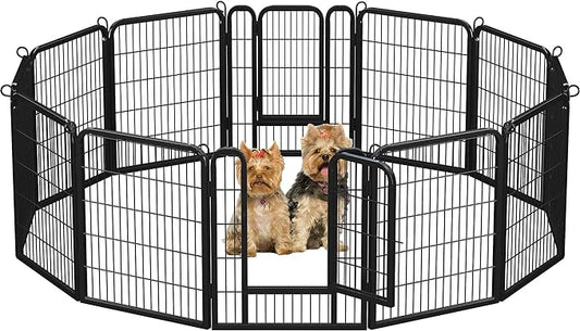 Yaheetech Dog Playpen Outdoor,12 Panel Dog Fence 32" Height Pet Pen for Large/Medium/Small Dogs Heavy Duty Pet Exercise Pen for Puppy/Cat/Rabbit/Small Animals Portable Playpen for RV/Camping/Garden