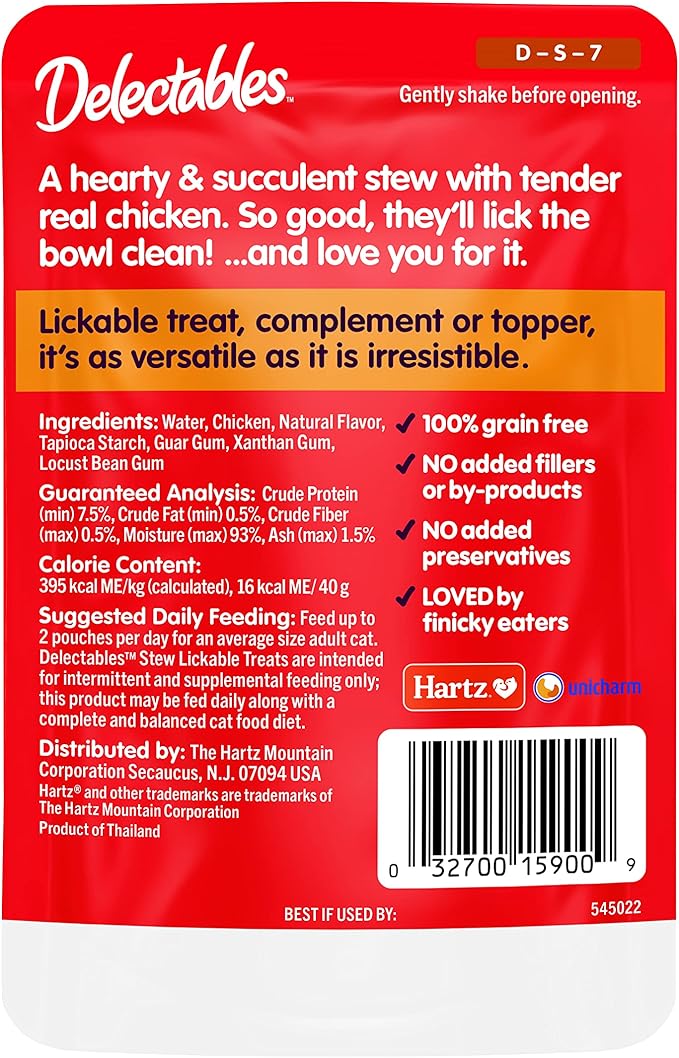 Delectables Non-Seafood Stew Lickable Wet Cat Treats, Chicken, 1.4 oz (Pack of 12)