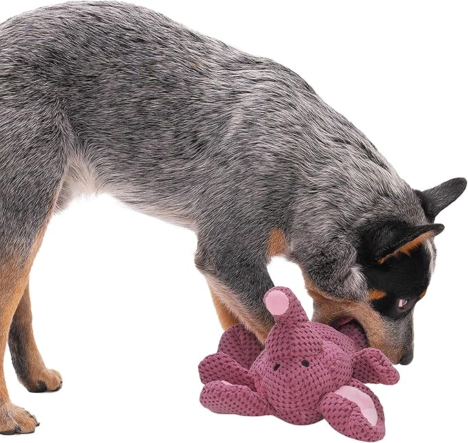 goDog Checkers Elephant Squeaky Plush Dog Toy, Chew Guard Technology - Violet, Large