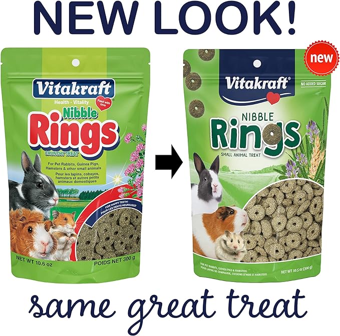 Vitakraft Nibble Rings Small Animal Treats - Crunchy Alfalfa Snack - For Rabbits, Guinea Pigs, Hamsters, and More