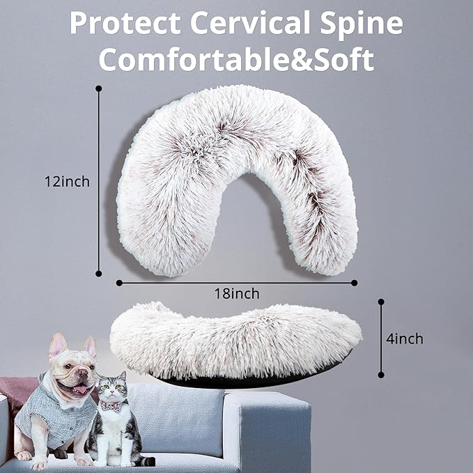 Dog Claming Pillow for Large Dogs, Ultra Soft Faux Fur Dog Neck Pillow Improve Anxiety Relief Sleeping Improve, Machine Washable Pet Pillow for Dogs & Cats, Pet Calming Toy (18"x12"x4")