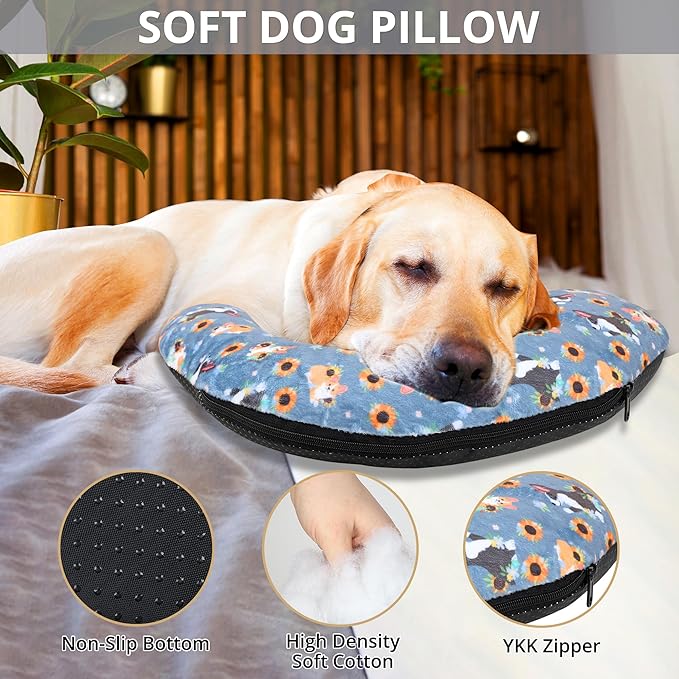 Dog Claming Pillow for Large Dogs, Ultra Soft Dog Neck Pillow Improve Anxiety Relief Sleeping Improve, Machine Washable Pet Pillow for Dogs & Cats, Pet Calming Toy (18"x12"x4") Sunflower