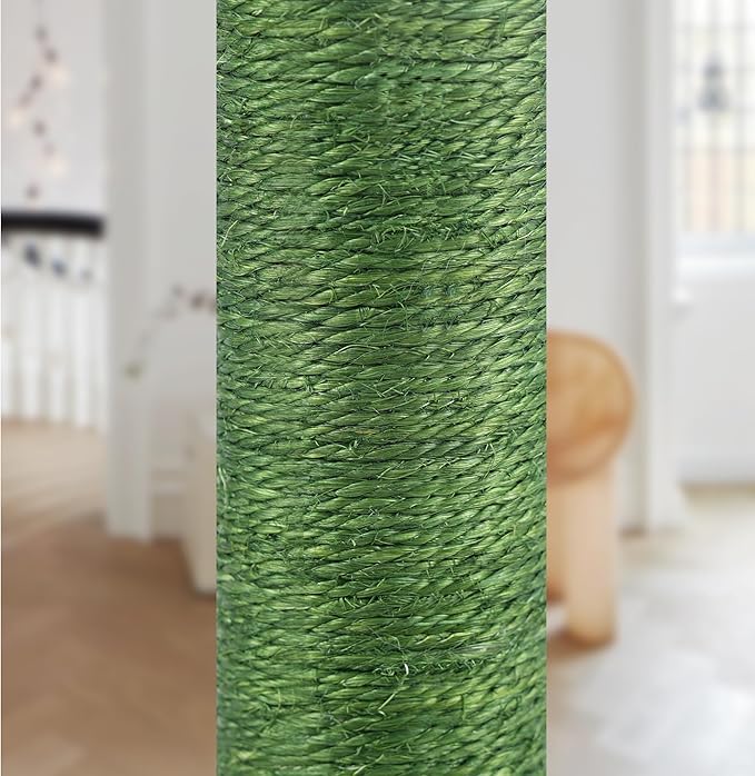 23.6" Cat Scratching Post, Cactus Cat Scratcher with Natural Sisal Rope for Indoor Cats, Claw Scratcher Green Cat Tree with Dangling Balls and Feather for Small Cats Kittens