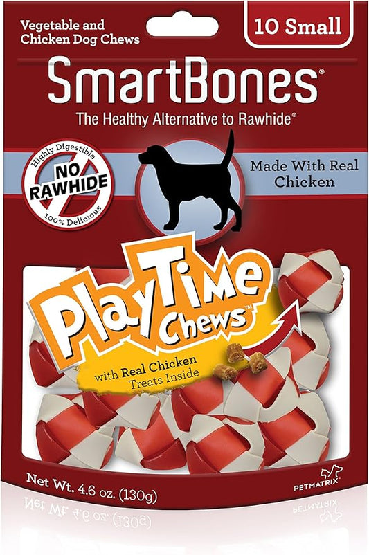 SmartBones PlayTime Chews, Rawhide Free Dog Chews, Treats for Dogs Made With Real Chicken, 10 Count Small