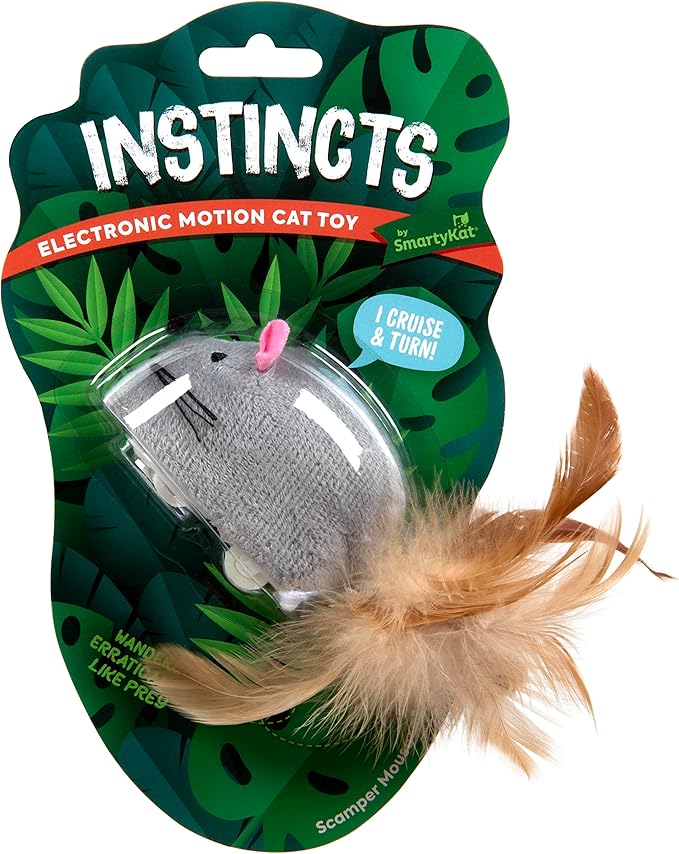 SmartyKat Instincts Scamper Mouse Interactive Automatic Cat Toy, Battery-Powered - Gray, One Size