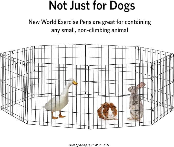 New World Pet Products 42' Foldable Black Metal Dog Exercise Pen No Door