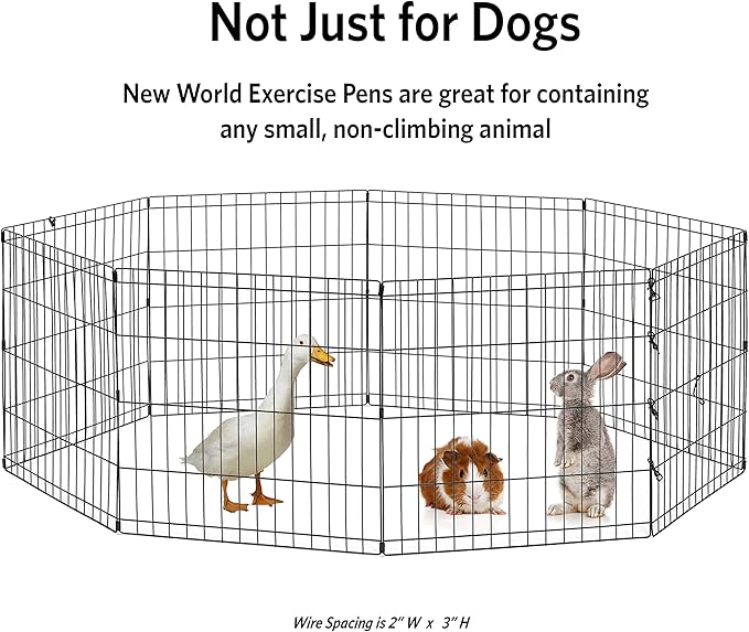 New World Pet Products 24" Foldable Black Metal Dog Exercise Pen No Door