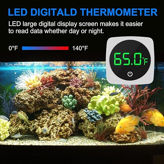 3Pcs Digital Aquarium Thermometer Fish Tank Digital LED Display Temperature ℉ Aquarium Temperature Sensor with LED Touch Screen for Aquarium Glass Containers Plant Reptile Turtle Tank