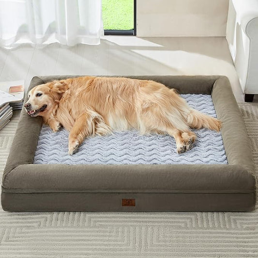 WNPETHOME Washable Dog Beds Large Sized Dog, XL Dog Couch, Orthopedic Dog Sofa Bed with Removable & Waterproof Cover, Extra Large Dog Bed with Bolster Sides for Sleeping, Big Dog Couch Bed with Sides