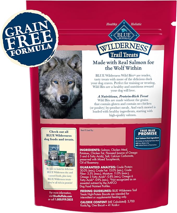 Blue Buffalo Wilderness Wild Bits Soft & Chewy Training Treats for Dogs, Grain-Free, Salmon Recipe, 4-oz. Bag